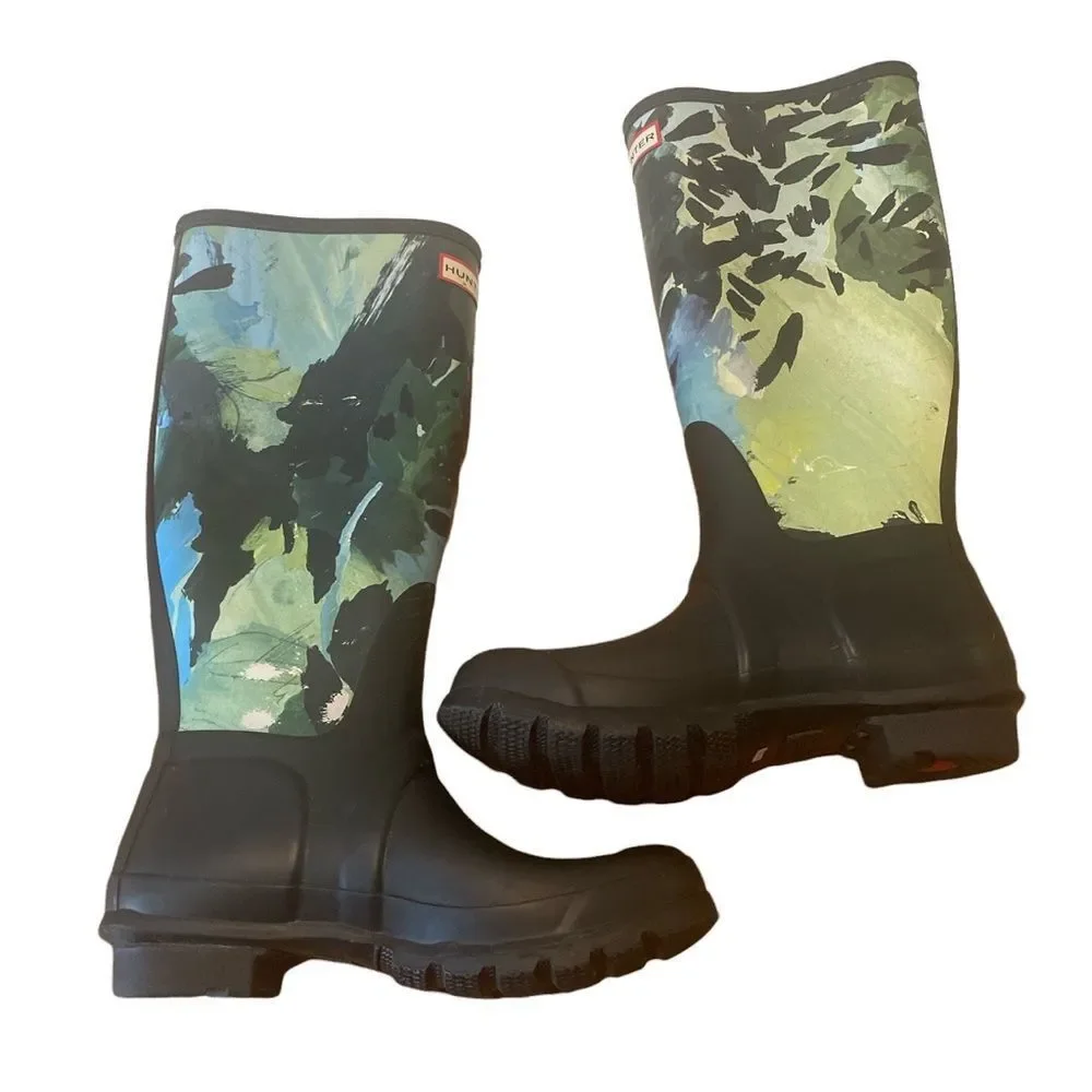 Hunter Original Limited Edition Tall Botanical Print Wellington Boot Siz…